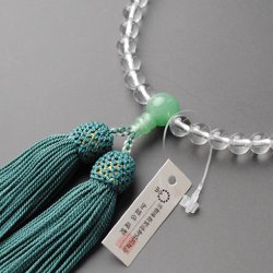 画像1: 仏壇供養に不可欠：京都数珠製造卸組合・女性用・本水晶インド翡翠・正絹頭房付