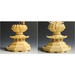 画像5: 総柘植八角飛天光背舟形立阿弥陀4.0寸