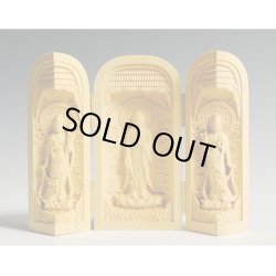 画像4: 【仏像】総柘植【阿弥陀三尊】三開仏、安らぎと幸福を祈るご本尊