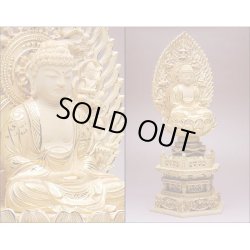 画像4: 【仏像】貫禄が違います【総柘植材・切金・六角】飛天光背釈迦如来2.0寸