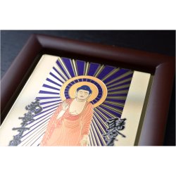 画像5: 豪華24金メッキ【木製額入り彫金プレート：三尊仏　真宗大谷派（東）】普段使いからお仏壇用本尊掛軸にも　仏壇・掛軸・仏像　送料無料