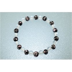 画像2: 国産ブレスレット【琉球ピンクホタル石・水晶 】トンボ玉　クリスタルクォーツ 　数珠ブレスレット　ネコポス送料無料