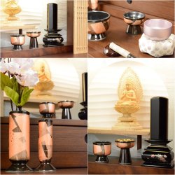 画像4: 国産仏壇【波模様のシルエットが美しい和み仏壇：雫月-しづき-　ウォールナット厚板貼り　上置16号ワイド】家具調仏壇　モダン仏壇　  送料無料