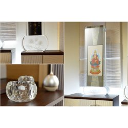 画像6: 【スタイリッシュなモダン仏壇　ミッドグレイス40号：天然木ウォールナット＋タモ　Ｗライト搭載】120cmの使いやすい中型仏壇　LEDダウンライト装備　送料無料　ラクラク設置配送便