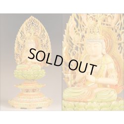 画像4: 仏像・総柘植八角飛天光背【淡彩切金】・大日如来2.0寸