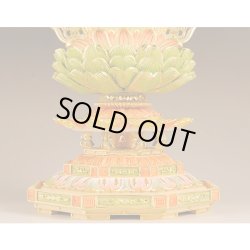 画像5: 仏像・総柘植八角飛天光背【淡彩切金】・釈迦如来2.0寸