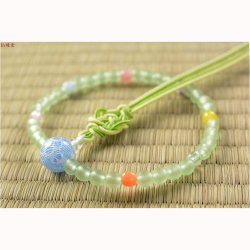 画像3: 国産【おこさま念珠：ちりめん花珠・笑顔結び　グリーン】正絹紐房　プラスチック製で安心・お手頃価格　ネコポス送料無料　数珠　片手念珠　こども数珠