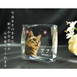 画像3: かわいいクリスタルペット位牌【ピュアラブ　キューブ型　サイズC】【UV＋２Dレーザー】犬の位牌　猫の位牌　ペット供養 送料無料