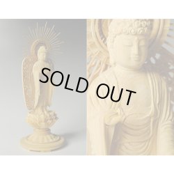 画像4: 超ミニサイズ立ち阿弥陀如来3.0寸・お西（西本願寺用）・総柘植丸台唐草光背・送料無料