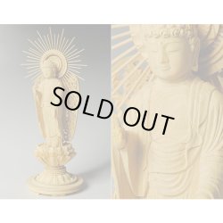 画像5: 超ミニサイズ立ち阿弥陀如来3.0寸・お西（西本願寺用）・総柘植丸台唐草光背・送料無料