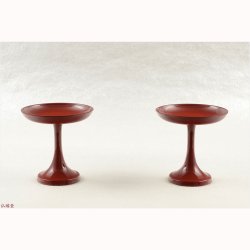 画像2: 国産仏具【京型（貫通型）高月：一対入　朱色　4.5寸】仏壇・仏具　高杯　盛器　供物台