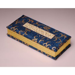 画像2: 国産過去帳【山吹】正絹 錦金襴 鳥の子 日なし（碧光）3.0寸　送料無料