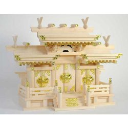 画像16: 神具付き　マス組付屋根違い三社（白鳥）中+神具セットC・高級桧製　国産高級神棚　送料無料