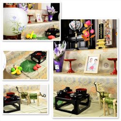 画像12: お盆用品・数量限定【盆棚（精霊棚）：西陣織金襴掛布付・白木製三段　篝（かがり）】工具不要・組立式　送料無料　祭壇　法要　仏事　新盆　初盆　お盆飾り　盆提灯