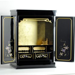 画像5: 伝統を感じる高級黒塗り【天然木ヒバ 墨霧-すみきり- 18号】小型仏壇・ミニ仏壇・金仏壇 送料無料