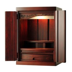 画像4: （11月上旬入荷予定）【ご本尊＋陶器仏具セット＋りんセット＋掛軸留め】仏具込み価格でお得・桐材・ミニモダン仏壇【未来・紫檀色・仏具込み】15号・送料無料geiki15