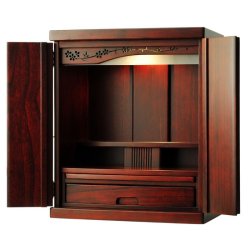 画像4: （11月下旬入荷予定）【ご本尊＋豪華仏具セット＋りんセット】仏具込み価格でお得・桐材・ミニモダン仏壇【未来・紫檀色・仏具込み】18号送料無料geiki18