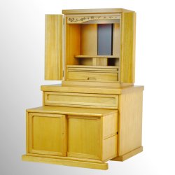 画像3: 仏壇・仏壇台上下セット【ミニモダン仏壇・未来18号LB＋仏壇台・清流】・ライトブラウン・送料無料seiryu18