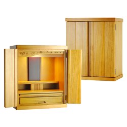 画像10: （11月上旬入荷予定）【ご本尊＋陶器仏具セット＋りんセット＋掛軸留め】仏具込み価格でお得・桐材・ミニモダン仏壇【未来・ライトブラウン・仏具込み】18号送料無料geiki18