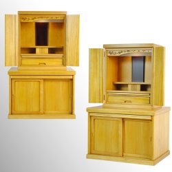 画像2: （11月上旬入荷予定）仏壇・仏壇台上下セット【ミニモダン仏壇・未来18号LB＋仏壇台・花見月】ライトブラウン色・送料無料hanami18