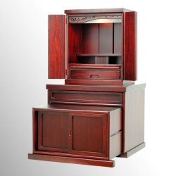 画像3: 仏壇・仏壇台上下セット【ミニモダン仏壇・未来18号＋仏壇台・清流】・紫檀色・送料無料seiryu18