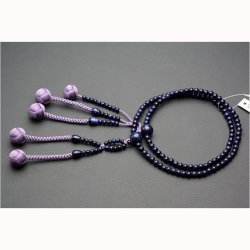 画像2: 数珠【京念珠：紫金石共仕立 日蓮宗本連・本式数珠 正絹小田巻梵天房】女性用数珠  108珠 桐箱付 送料無料