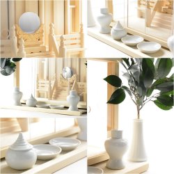 画像3: モダン神棚【三社箱宮　桜宮（さくらみや）桧総無垢材＋神具セットB】すぐに使える神具付　送料無料　神道