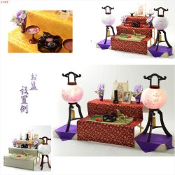 画像11: お盆用品・数量限定【盆棚（精霊棚）：風水イエロー掛布付・白木製三段　篝（かがり）】工具不要・組立式　送料無料　祭壇　法要　仏事　新盆　初盆　お盆飾り　盆提灯