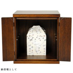 画像14: （10月上旬入荷予定）ウォールナット色・【ワイド型】納骨壇・仏壇・仏壇台上下セット【ミニモダン仏壇・未来18号ワイド＋仏壇台・春風】送料無料shunpuwd