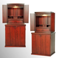 画像2: （11月下旬入荷予定）納骨壇・仏壇・仏壇台上下セット【ミニモダン仏壇・未来18号＋仏壇台・春風】・紫檀色・送料無料shunpu18