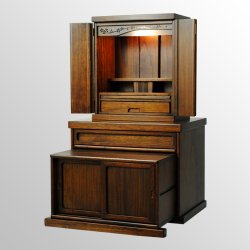 画像3: ウォールナット色・仏壇・仏壇台上下セット【ミニモダン仏壇・未来18号＋仏壇台・清流】送料無料seiryu18