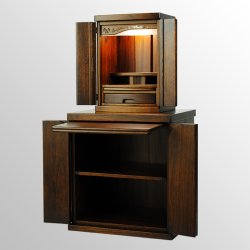 画像3: ウォールナット色・納骨壇・仏壇・仏壇台上下セット【ミニモダン仏壇・未来15号＋仏壇台・春風】送料無料shunpu15