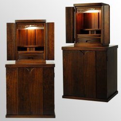 画像2: ウォールナット色・納骨壇・仏壇・仏壇台上下セット【ミニモダン仏壇・未来15号＋仏壇台・春風】送料無料shunpu15