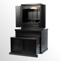 画像3: 仏壇・仏壇台上下セット【ミニモダン仏壇・未来18号＋仏壇台・清流】・ブラック（黒）・送料無料seiryu18