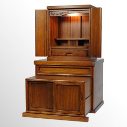 画像3: ミドルブラウン色・仏壇・仏壇台上下セット【ミニモダン仏壇・未来18号＋仏壇台・清流】送料無料seiryu18