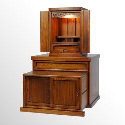 画像3: ミドルブラウン色・仏壇・仏壇台上下セット【ミニモダン仏壇・未来15号＋仏壇台・清流】送料無料seiryu15