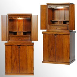 画像2: ミドルブラウン色・仏壇・仏壇台上下セット【ミニモダン仏壇・未来18号＋仏壇台・春風】送料無料shunpu18