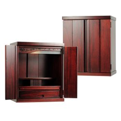 画像5: （11月上旬入荷予定）【ご本尊＋大蓮ガラス仏具（紫檀色）＋掛軸留め】仏具込み価格でお得・桐材・ミニモダン仏壇【未来・紫檀色・仏具込み】18号・送料無料dairen18