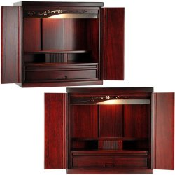 画像4: （11月上旬入荷予定）【ご本尊＋大蓮ガラス仏具（紫檀色）＋掛軸留め】仏具込み価格でお得・桐材・ミニモダン仏壇【未来・紫檀色・仏具込み】18号ワイド型・送料無料dairenwd