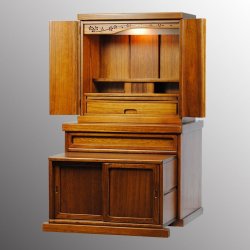 画像3: ミドルブラウン色・【ワイド型】仏壇・仏壇台上下セット【ミニモダン仏壇・未来18号ワイド＋仏壇台・清流】送料無料seiryuwd