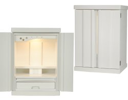 画像7: 【ご本尊＋大蓮ガラス仏具（白）＋掛軸留め】仏具込み価格でお得・桐材・ミニモダン仏壇【未来・ホワイト（白）・仏具込み】15号・送料無料dairen15