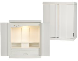 画像7: 【ご本尊＋大蓮ガラス仏具（白）＋掛軸留め】仏具込み価格でお得・桐材・ミニモダン仏壇【未来・ホワイト（白）・仏具込み】18号・送料無料dairen18