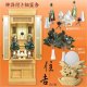 （7月下旬入荷予定）祖霊舎・神徒壇【モダン祖霊舎：ガラス格子扉　天然オーク杢・住吉（すみよし）50号ナチュラル+神具一式】LEDダウンライト付　神道　大型　御霊舎　霊璽　御霊代　神棚　送料無料
