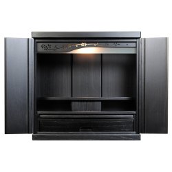 画像4: 【ワイド型】【ご本尊＋大蓮ガラス仏具（胡桃）＋掛軸留め】仏具込み価格でお得・桐材・ミニモダン仏壇【未来18号ワイド・ブラック（黒）・仏具込み】送料無料dairenwd