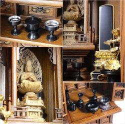 画像3: （6月下旬入荷予定）大型仏壇【伝統型仏壇　春陽（しゅんよう）：オーク無垢扉　ブラウン　53-18号＋仏具一式付き】仏具付　伝統型　大型仏壇　唐木仏壇　無垢材　送料無料