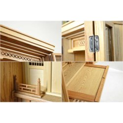 画像6: 祖霊舎・神徒壇【モダン祖霊舎：ガラス格子扉　天然オーク杢・住吉（すみよし）30号ナチュラル】LEDダウンライト付　神道　上置き　御霊舎　霊璽　御霊代　神棚　送料無料