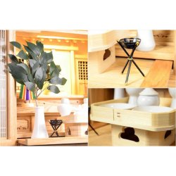 画像5: 祖霊舎・神徒壇【モダン祖霊舎：ガラス格子扉　天然オーク杢・住吉（すみよし）30号ナチュラル】LEDダウンライト付　神道　上置き　御霊舎　霊璽　御霊代　神棚　送料無料