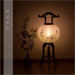 画像19: お盆提灯【岐阜提灯：大内行灯11号　天然木飛騨色塗り・本絹二重張一対（2個）入り・緑風鉄仙】盆ちょうちん　行灯　盆用品　お盆飾り　新盆　初盆　色柄提灯　花柄提灯　迎え火　送り火　送料無料