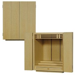 画像2: 天然木欄間・タモ調モダン仏壇【初音（はつね）15号　本色】小型仏壇・上置き仏壇　送料無料