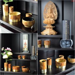 画像7: （11月下旬入荷予定）仏壇【アンティーク調モダン仏壇：モデレート48号　ボルドーブラック＋仏具一式付】本尊掛軸　仏具　おりん　中型仏壇　家具調仏壇　現代調仏壇　リビング仏壇　送料無料